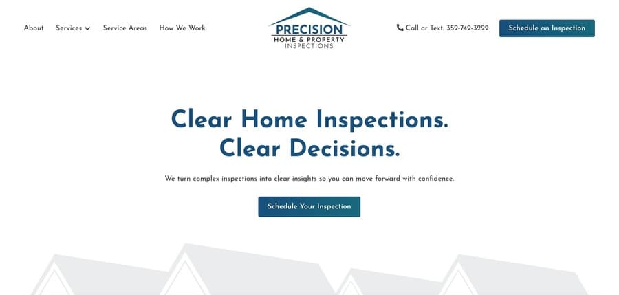 Precision Home and Property Inspections website screenshot