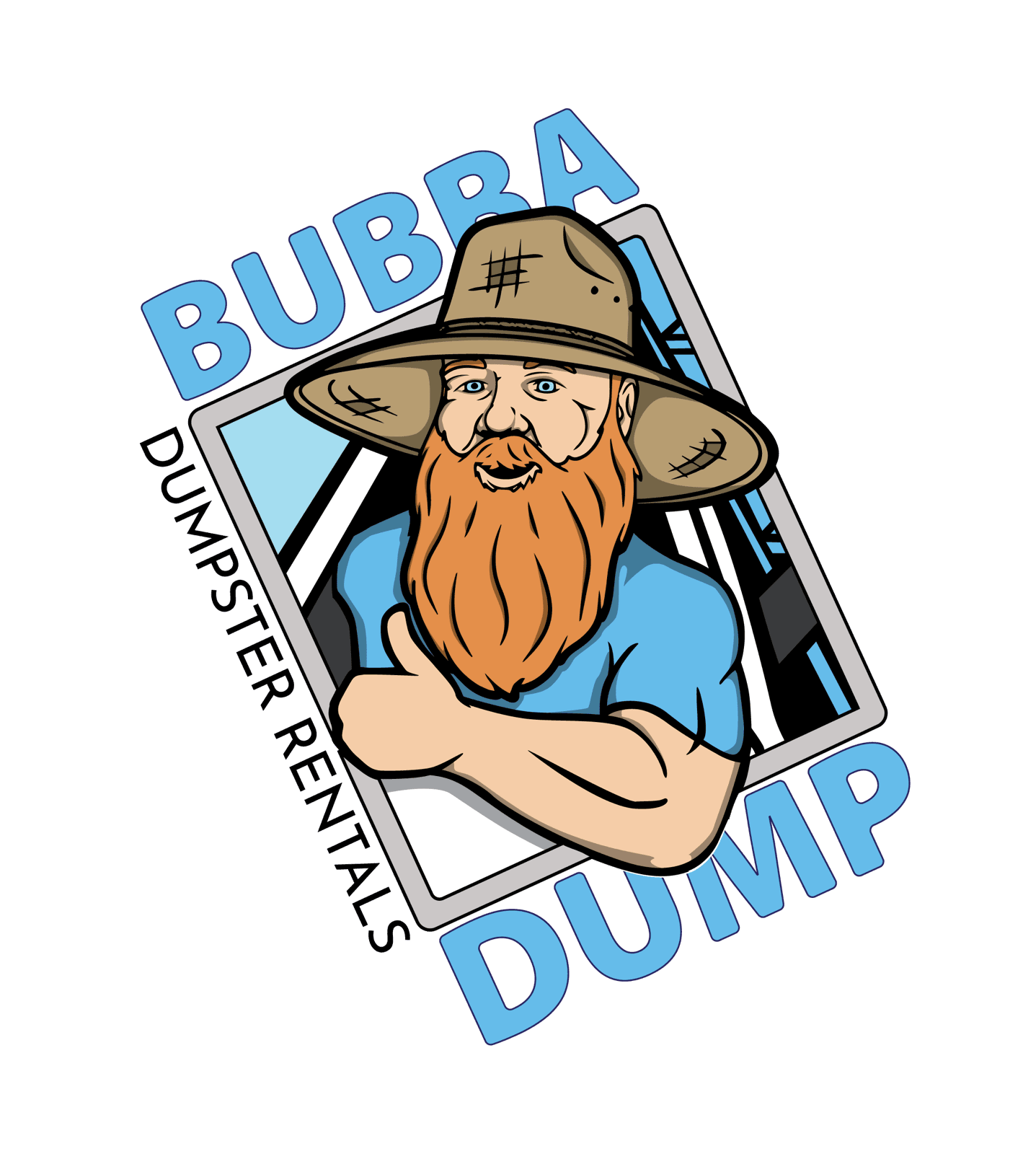 Alternate Bubba Dump logo: a close-up of Bubba, arms crossed, in his straw hat